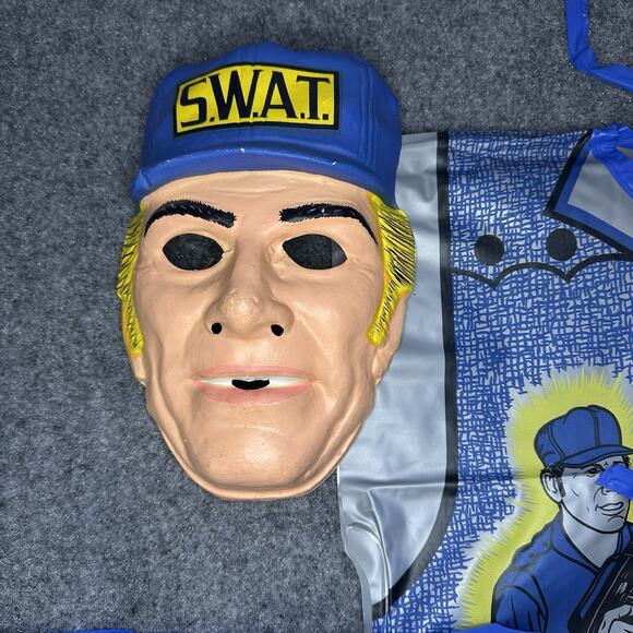Vintage 1970s Ben Cooper SWAT Police Halloween Costume & Mask Collectible Rare - Picture 3 of 7
